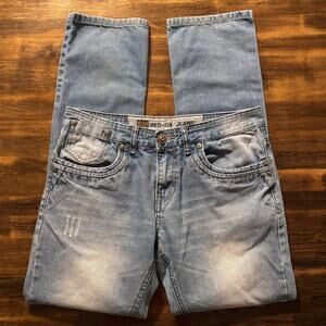 Red Ox Men’s 33 x 31.5 Jeans Straight Leg Blue Cotton Denim